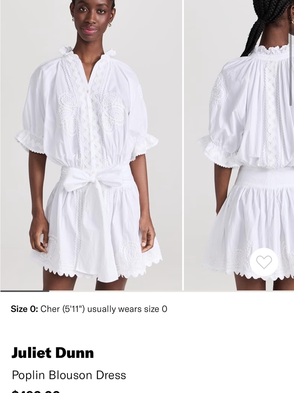 Juliet Dunn White Eyelet Poplin Mini Dress